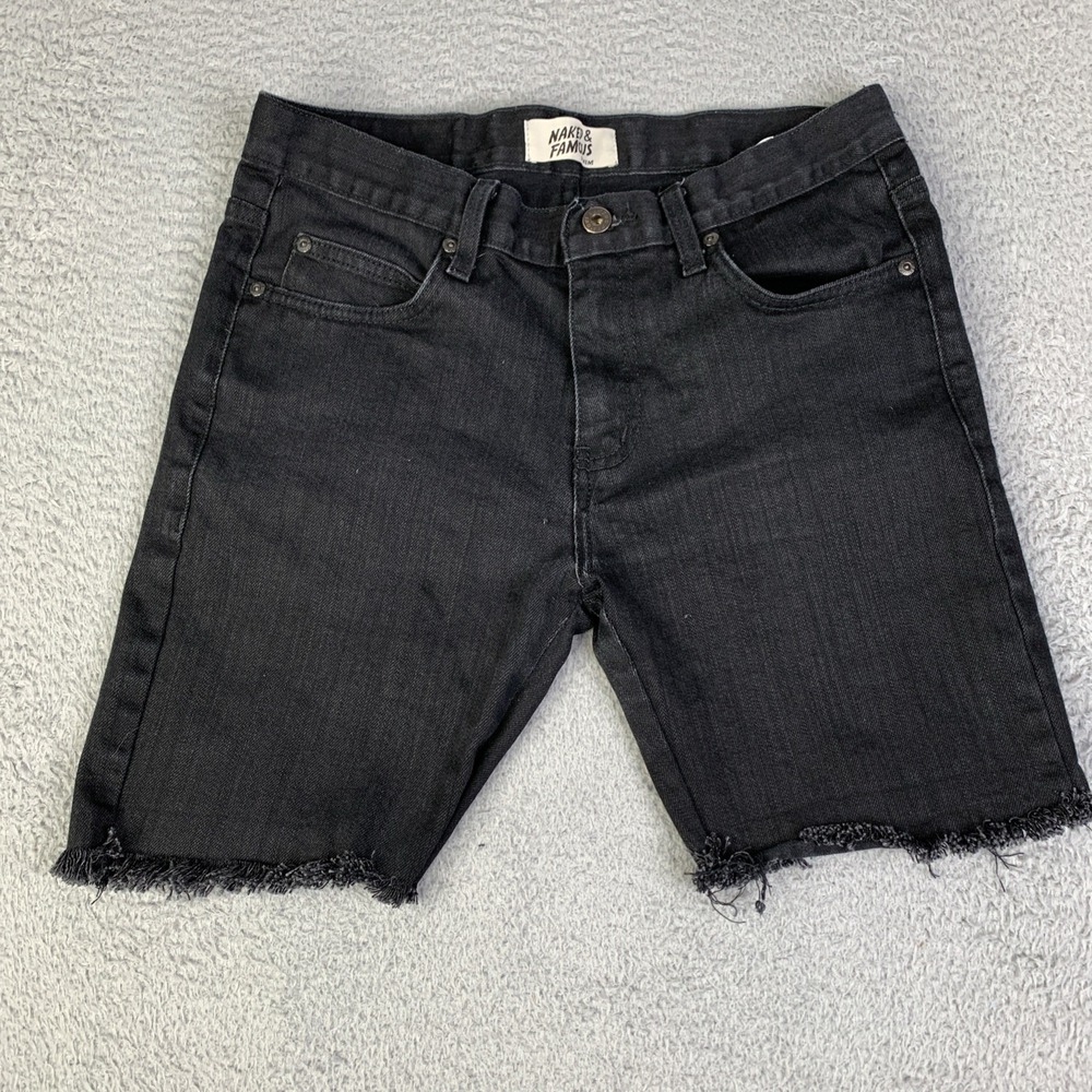Naked & Famous Denim Black Flat Front Men’s Shorts